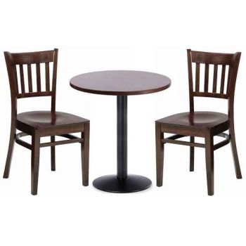  Rica Coffee Shop Tables & Chairs Set - Dark Wood