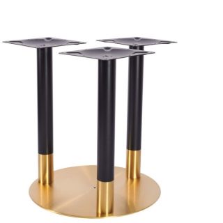 Vintage Brass Very Large 3 Column Round Table Base - Black Column