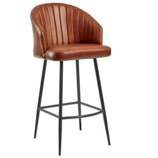Brooklyn Bar Stool - Leather - Bruciato Tan