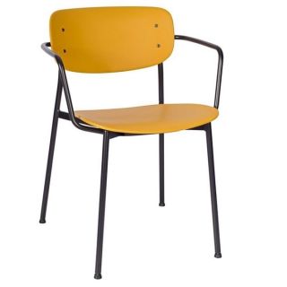 Greenwich Metal Arm Chairs - Black Frame / Seat in Mustard