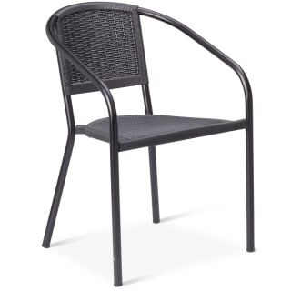 Catalina Weave - Stacking Outdoor Arm Chairs - Black