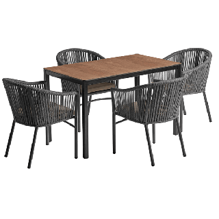 Costa Coffee Shop Table & Chairs Square Set - Dark Wood