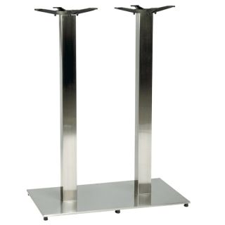 Horizon Twin Bar Poseur Table Base - Brushed Chrome