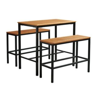 Ice Outdoor Rectangle Bar Table & Bench Set