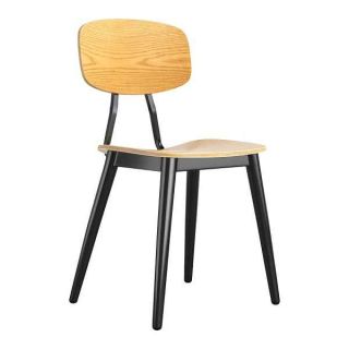 Juna Restaurant Metal Frame Chairs - Oak Seat/ Black Frame