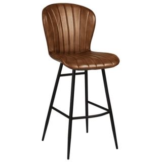 LARS Bar Stool - Pecan Brown Genuine Leather