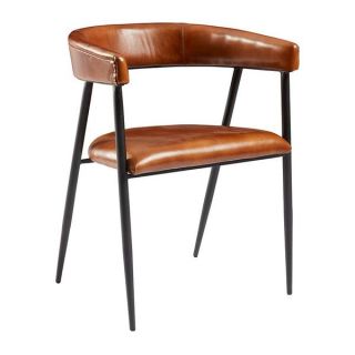 Mario Armchair- Genuine Tawny Leather. Side