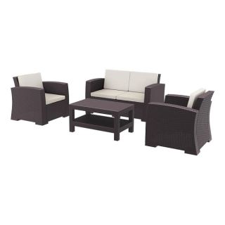 Rattan Monaco 4 Piece Outdoor Sofa Set - Brown
