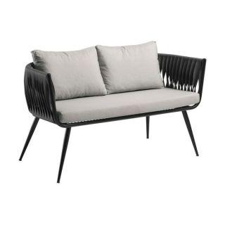 Mozzini Belt - 2 SEATER SOFA - Matt Black frame with grey cushions