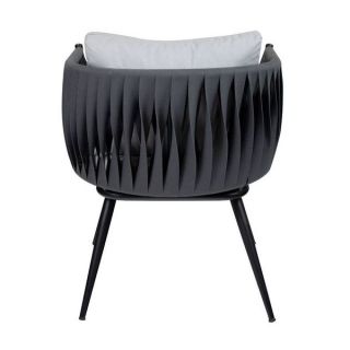 MOZZINI BELT - 1 SEATER ARMCHAIR - MATT BLACK FRAME / ANTHRACITE ROPE WEAVE / LIGHT GREY CUSHIONS