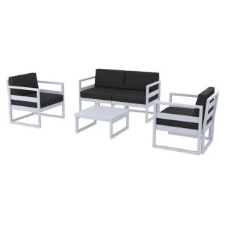 Mykonos -Outdoor/ In Lounge Set- Silver Grey with Black Cushions