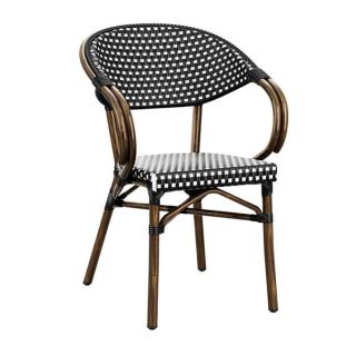 Panda Outdoor Arm Chair - Black - White - Weave