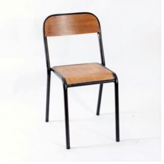 Pipe Stacking Chairs - Gun Metal Frame / Natural Seat