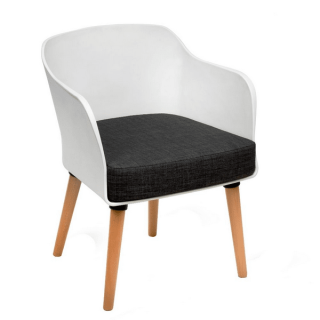 Poppy Tub Chairs with Grey Cushion - Wood Legs / White or Grey