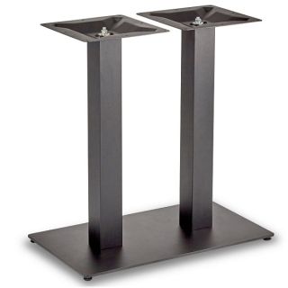Flat Profile Twin Pedestal Dining Table Legs in Black Steel - Robust & Elegant