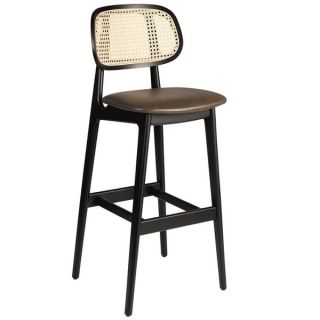 Relish Black Bar Stools - Brown Seat