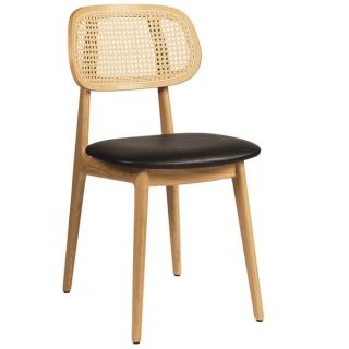 Relish Dining Chair - Natural Oak - Natural Cane Back - Black Lascari Seat Pad