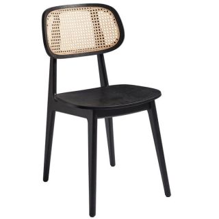 Relish Bistro Chairs - Satin Black / Natural Rattan Back