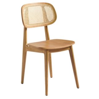 Relish Side Chair - Satin Black - Natural Rattan Back