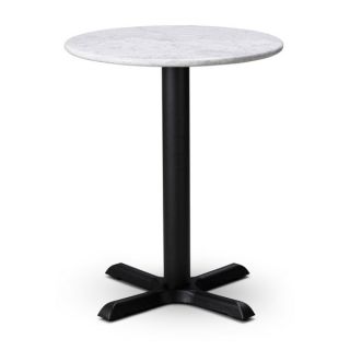 Phoenix Cruciform dining height base with round Tuff Top Solid Marble top