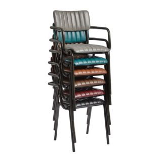Tavo Stacking Metal Dining Chairs with Arms