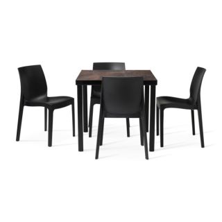 Urban Ceramic Table in Rust with 4 Strata Anthracite Side Chairs