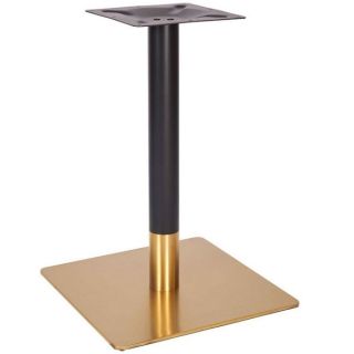 Vintage Brass Large Square Table Base - Black Column