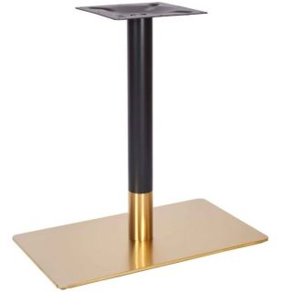 Vintage Brass Rectangle Single Pedestal Table Base - Black Column