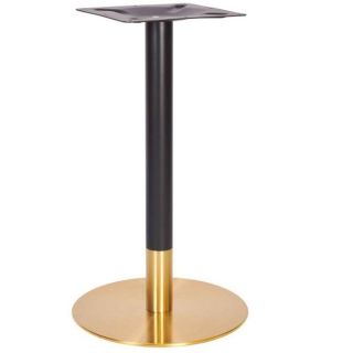 Vintage Brass Small Round Table Base - Black Column