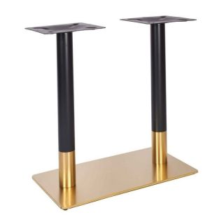 Vintage Brass Twin Pedestal Table Base - Black Column